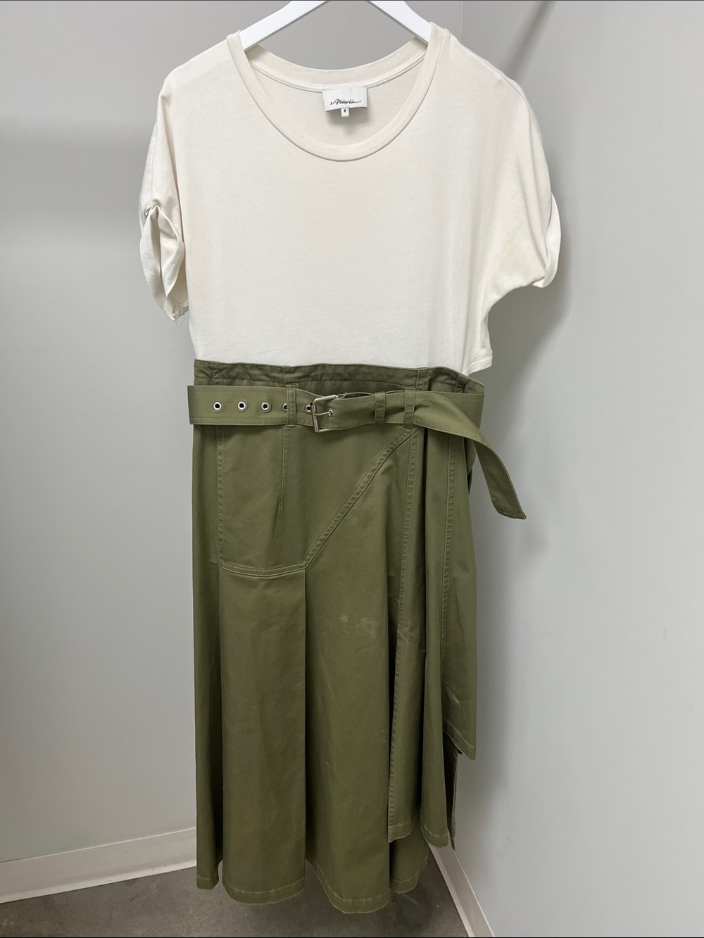 Unbranded Olive Green Belted Midi Skirt